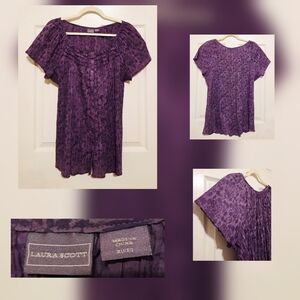 Laura Scott Purple Peasant Blouse